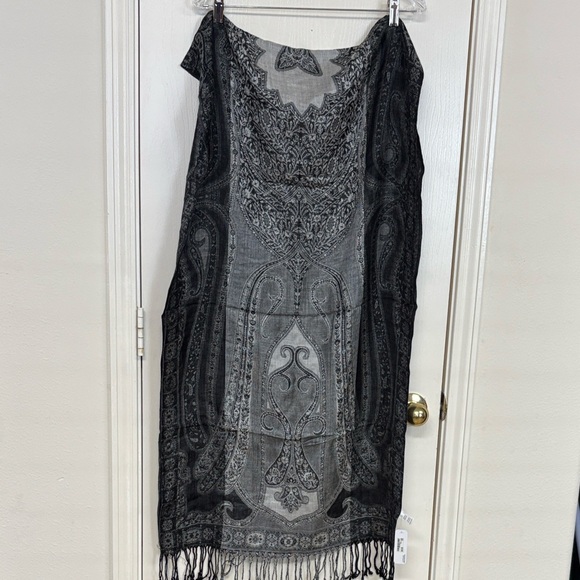 Charming Charlie Black and Gray Asymmetrical Scarf Wrap - Picture 1 of 4